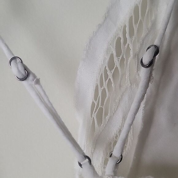 NWT Free People White S Adella Bralette Crop Top Crochet Embroider Lace Eyelet - Picture 7 of 12